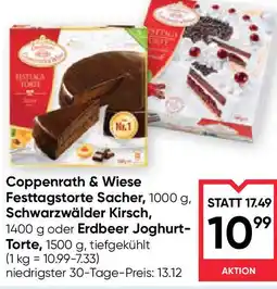 Maximarkt Coppenrath & Wiese Festtagstorte Sacher, Schwarzwälder Kirsch, oder Erdbeer Joghurt- Torte Angebot