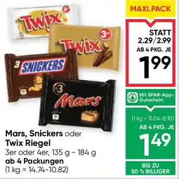 Maximarkt Mars, Snickers oder Twix Riegel Angebot