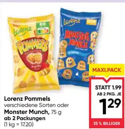 Maximarkt Lorenz Pommels verschiedene Sorten oder Monster Munch Angebot