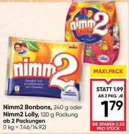 Maximarkt Nimm2 Bonbons, 240 g oder Nimm2 Lolly, 120 g Angebot