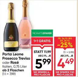 Maximarkt Porta Leone Prosecco Treviso oder Rosé Angebot