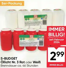 Maximarkt S-BUDGET Öllicht Nr. 3 Rot oder Weiß Angebot