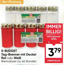 Maximarkt S-BUDGET Tag-Brenner mit Deckel Rot oder Weiß Angebot