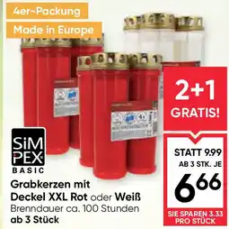 Maximarkt Grabkerzen mit Deckel XXL Rot oder Weiß Brenndauer Angebot