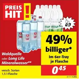 Nah&Frisch Waldquelle oder Long Life Mineralwasser Angebot