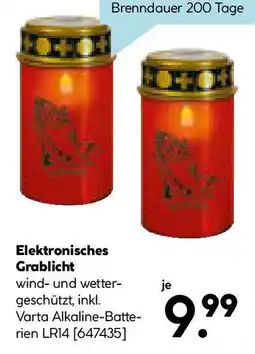 Hellweg Grablicht Ambrosius mit Batterien rot Angebot