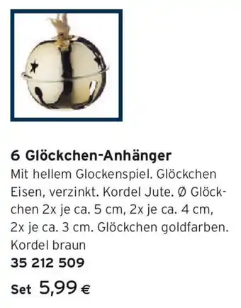 Tchibo Eduscho 6 Glöckchen-Anhänger Angebot