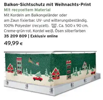 Tchibo Eduscho Balkon-Sichtschutz mit Weihnachts-Print Angebot