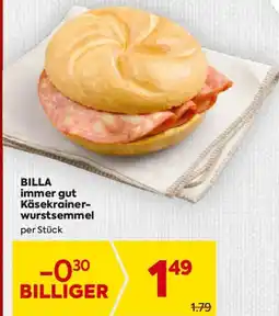 Billa BILLA immer gut Käsekrainer- wurstsemmeL Angebot
