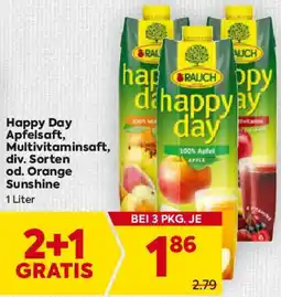 Billa Happy Day Apfelsaft, Multivitaminsaft, div. Sorten od. Orange Sunshine Angebot