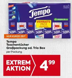 Billa Tempo Taschentücher Großpackung od. Trio Box Angebot
