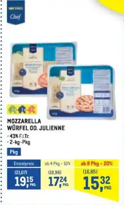 Metro Mozzarella würfel od. julienne Angebot