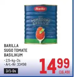 Metro BARILLA SUGO TOMATE BASILIKUM Angebot