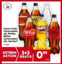 Billa Coca-Cola Limonaden od. Kinley Bitter Limonaden div. Sorten Angebot