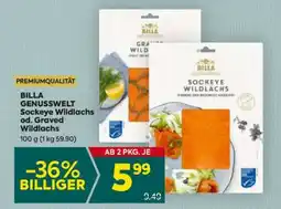 Billa BILLA GENUSSWELT Sockeye Wildlachs od. Graved Wildlachs Angebot