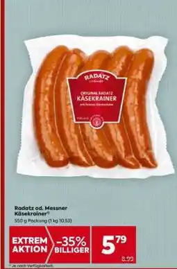 Billa Radatz od. Messner* Käsekrainer Angebot