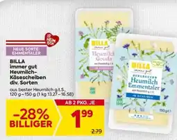Billa BILLA immer gut Heumilch Käsescheiben div. Sorten Angebot