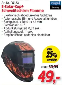 Zgonc E-Solar-Kopf- Schweißschirm Flamme Angebot