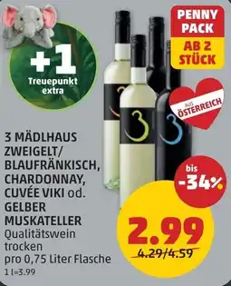 PENNY 3 mädlhaus zweigelt/ blaufränkisch, chardonnay, cuvée viki od. muskateller Angebot