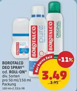 PENNY Borotalco deo spray od. roll-on Angebot