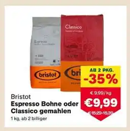 MPreis Bristot Espresso Bohne oder Classico gemahlen Angebot