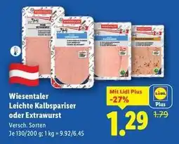 Lidl WIESENTALER Leichte Kalbspariser oder Extrawurst Angebot