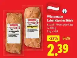 Lidl WIESENTALER Leberkäse im Stück Angebot