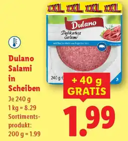 Lidl Dulano Salami in Scheiben Angebot