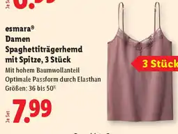 Lidl esmara Damen Spaghettiträgerhemd mit Spitze Angebot