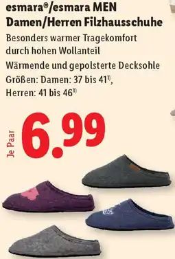 Lidl esmara/esmara MEN Damen/Herren Filzhausschuhe Angebot