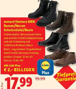 Lidl esmara/esmara MEN Damen/Herren Schnürstiefel/Boots Angebot