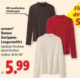 Lidl esmara Damen Geripptes- Langarmshirt Angebot