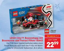Interspar LEGO City F1 Boxenstopp mit Boxencrew und Ferrari Flitzer 60443 Angebot