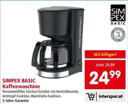 Interspar SIMPEX BASIC Kaffeemaschine Angebot