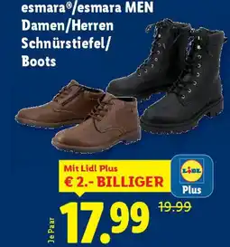 Lidl esmara/esmara MEN Damen/Herren Schnürstiefel/ Boots Angebot