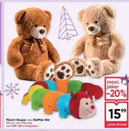 Maximarkt Plüsch-Raupe oder Stofftier Bär Angebot