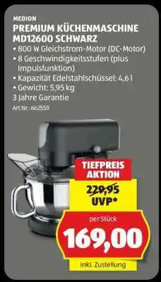 Hofer PREMIUM KÜCHENMASCHINE MD12600 SCHWARZ Angebot