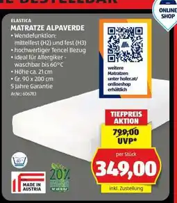 Hofer MATRATZE ALPAVERDE Angebot