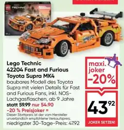 Maximarkt Lego Technic 42204 Fast and Furious Toyota Supra MK4 Angebot