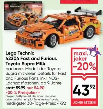Lego Technic 42204 Fast and Furious Toyota Supra MK4