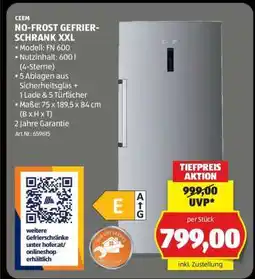 Hofer NO-FROST GEFRIERSCHRANK XXL Angebot