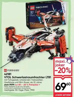 Maximarkt LEGO TECHNIC 42181 VTOL Schwerlastraumfrachter LT81 Angebot