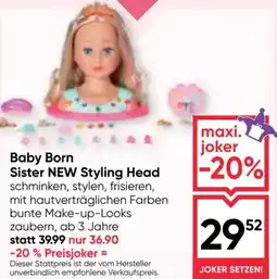 Maximarkt Baby Born Sister NEW Styling Head Angebot