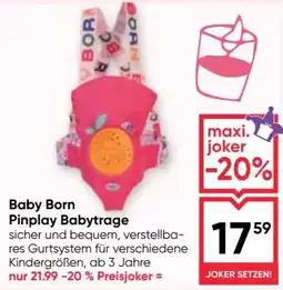 Maximarkt Baby Born Pinplay Babytrage Angebot