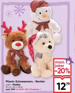 Maximarkt Plüsch-Schneemann, -Rentier Angebot