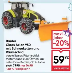 Maximarkt Bruder Claas Axion 950 mit Schneeketten und Räumschild Angebot