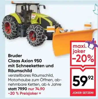 Maximarkt Bruder Claas Axion 950 mit Schneeketten und Räumschild Angebot