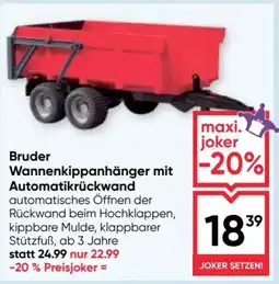 Maximarkt Bruder Wannenkippanhänger mit Automatikrückwand Angebot