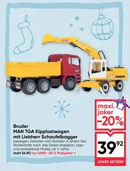Maximarkt Bruder man tga kipplastwagen mit liebherr schaufelbagger Angebot