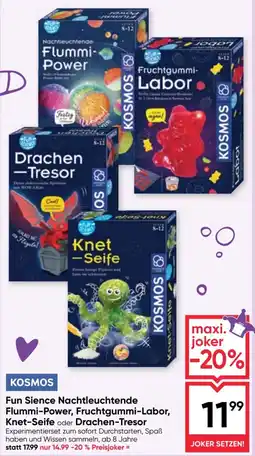 Maximarkt Fun Sience Nachtleuchtende Flummi Power Fruchtgummi Labor Knet-Seife oder Drachen-Tresor Angebot
